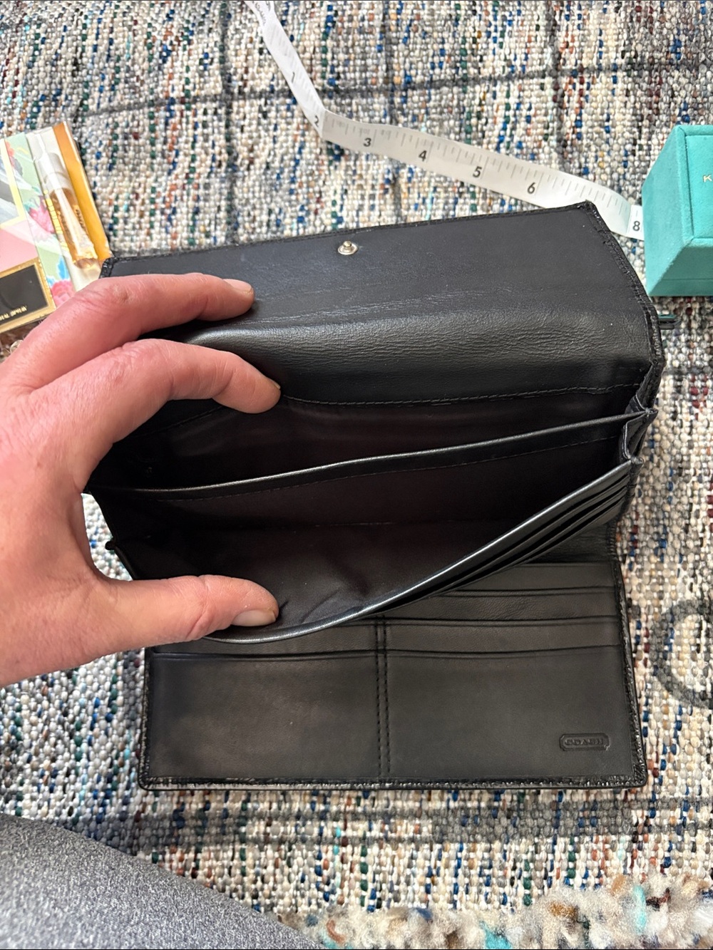 Coach Black Signature Continental Wallet - Picture 6 of 13